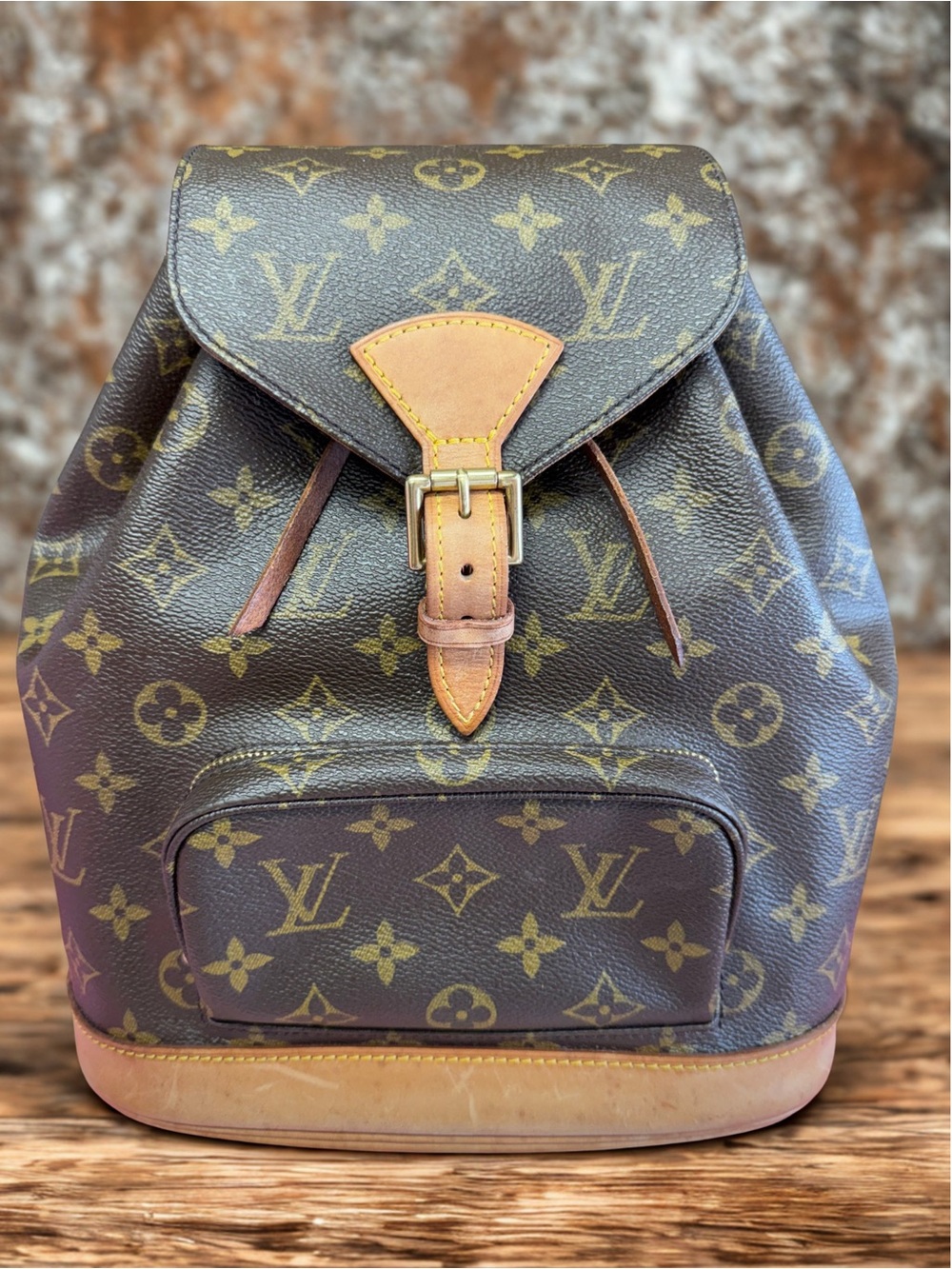 Louis Vuitton Monogram Canvas Backpack in Brown and Tan Leather